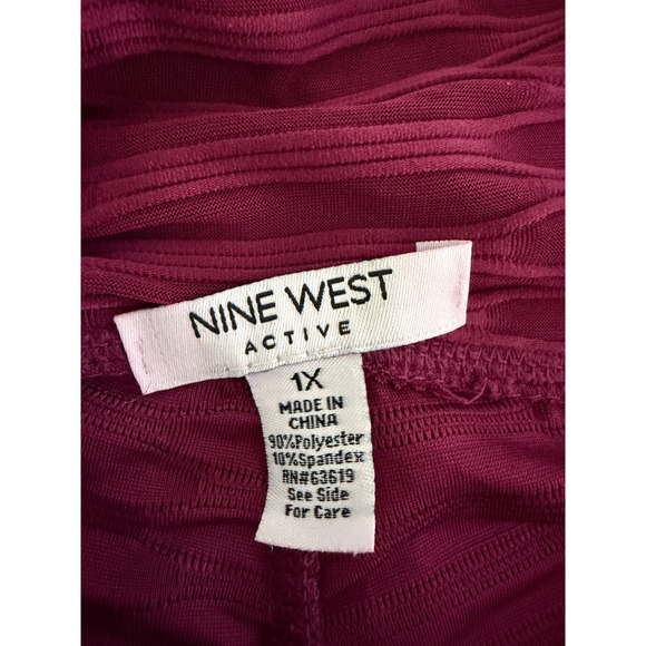 New Nine West Active Ribbed Pull On Leggings size 1X Red - Picture 2 of 8